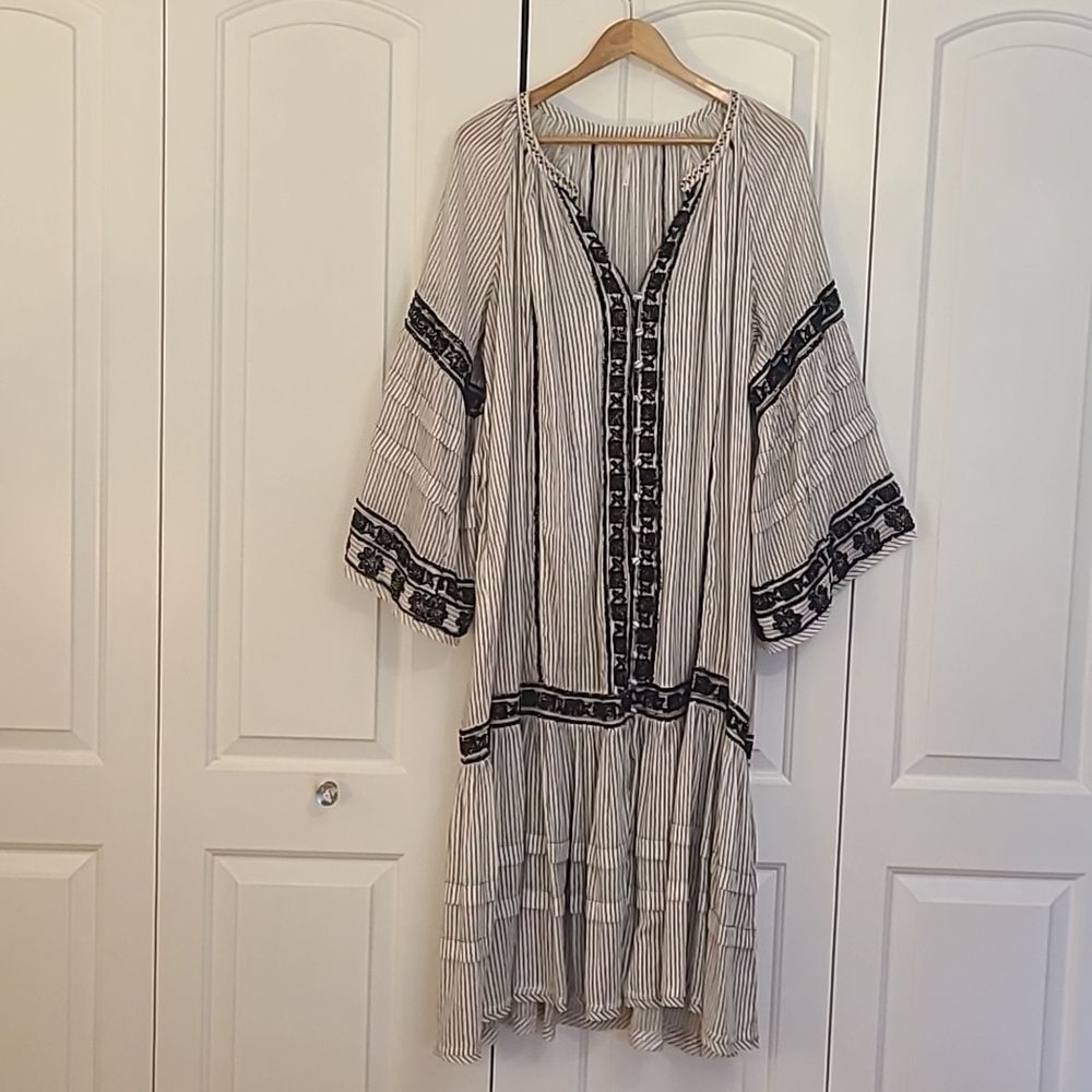 FREE PEOPLEFree People Vagabond Maxi Top Dress 100% Cotton Black & White Size L - Picture 7 of 15